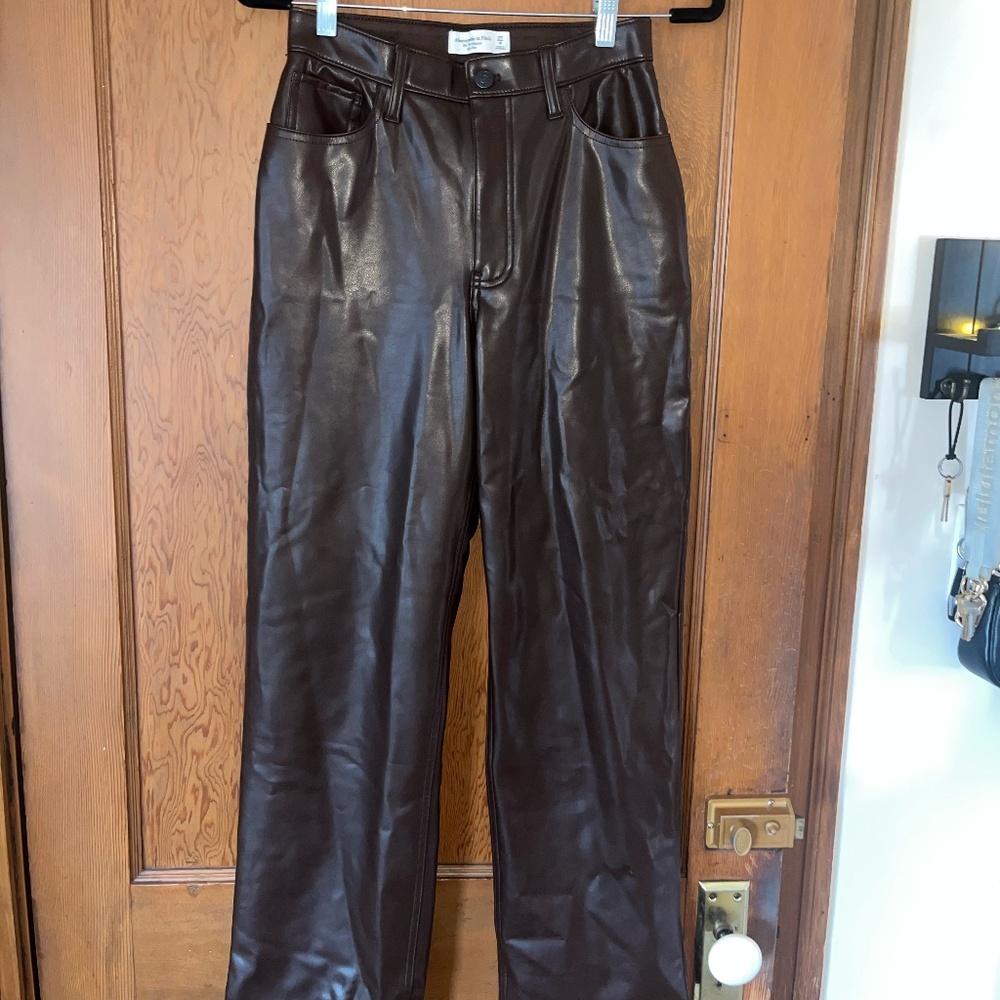 Abercrombie curve love brown leather pants